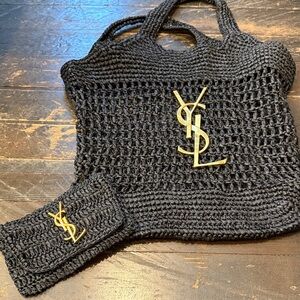 Ysl Black and Gold Hobo Bag